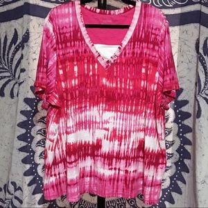 Catherine’s Pink Tie Dye Top 2X 22 24
